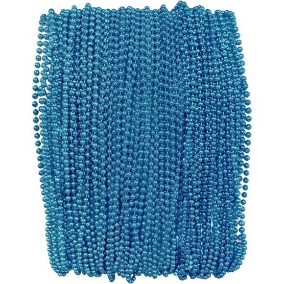 Turquoise Blue Mardi Gras Beads -33 inch,7mm,72 Necklaces,6 Dozen Party Supplies - Picture 8 of 8